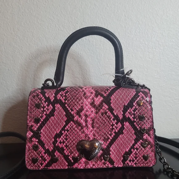 Betsey Johnson Pink Snake Print Handbag - Picture 8 of 8